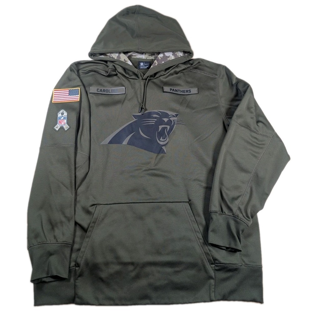 Carolina Panthers NFL On Field Salute to Service Nike Green Camo Hoodie Men XXL